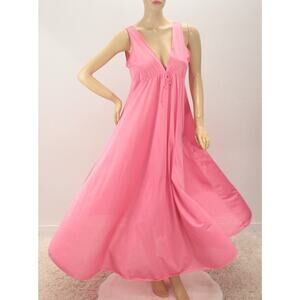 VTG Ilise Stevens Nightgown M Long Flowing Sweep Pink Nylon Feminine Romantic